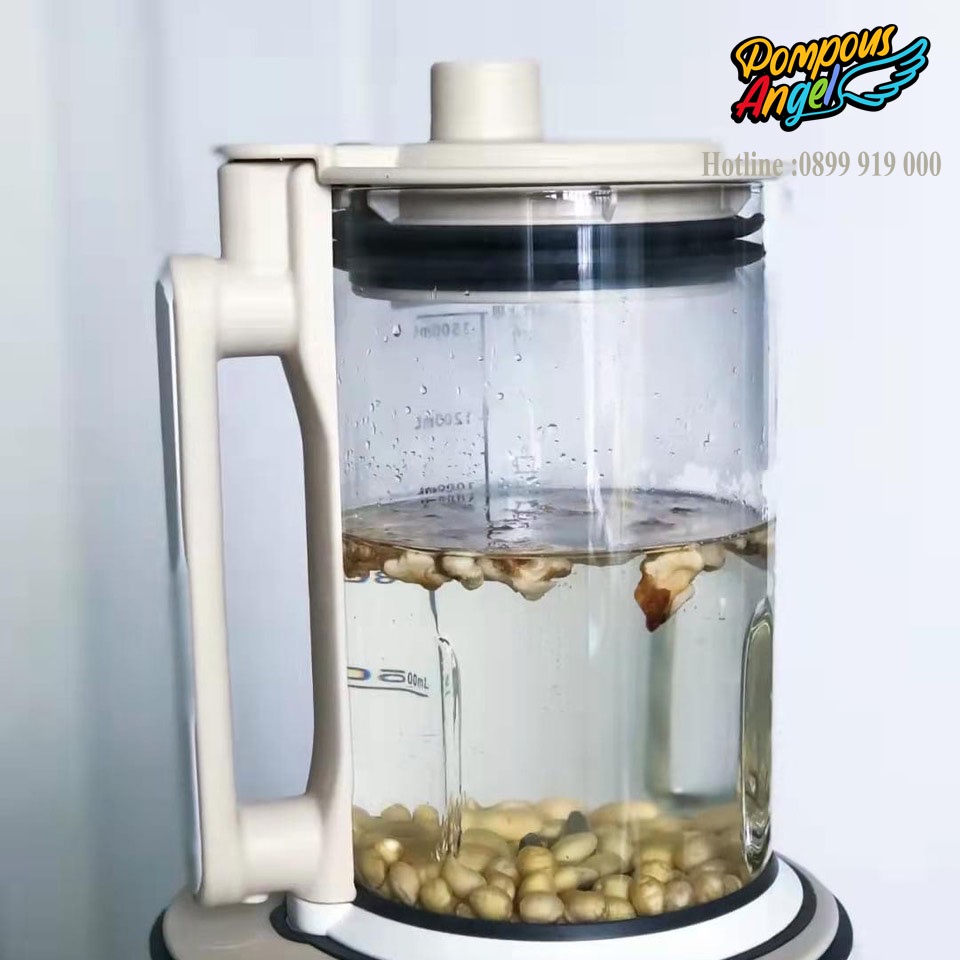 Máy xay nấu làm sữa hạt BLAUPUNKT màu trắng/xanh 1.5L ,cách âm chống ồn hiệu quả, bảo hành 12 tháng