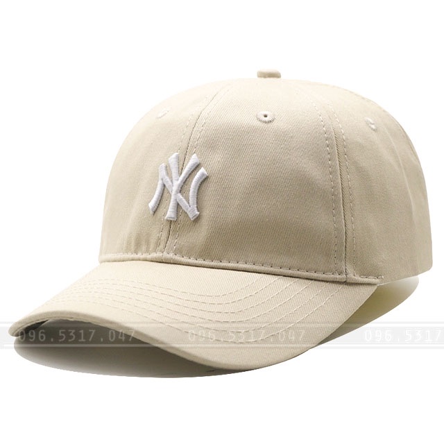 Mũ Nón Lưỡi Trai NY MLB Màu Be Hàng Xuất, Chất Vải Poly Cotton Thắm Hút Mồ Hôi, Khóa MLB -Nón Kết Bóng Chày Màu Kem