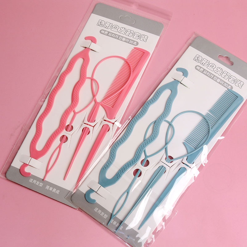 Bộ 4 dụng cụ búi tóc đa năng MÀU PASTEL giá rẻ cho nữ B08