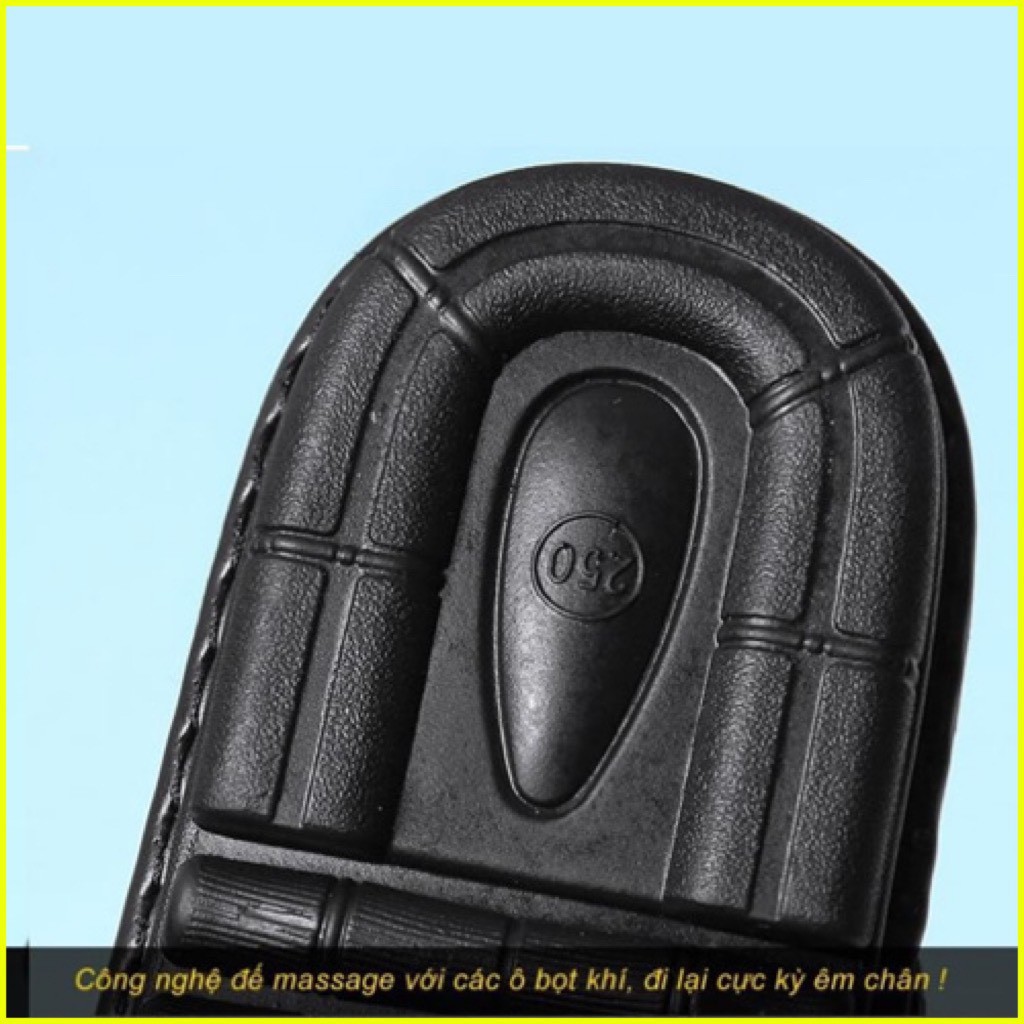 Dép da nam cao cấp - da bò mềm mại - đế massage chân êm ái HT586