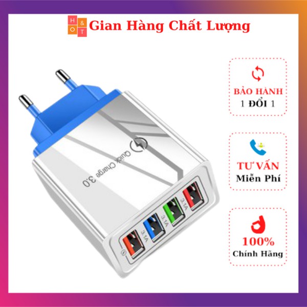 Cốc sạc nhanh QC3.0 4 cổng USB 3.0 5V tiện dụng tương thích điện thoại iphone,xiaomi, samsung,oppo hàng xuất khẩu-sennio