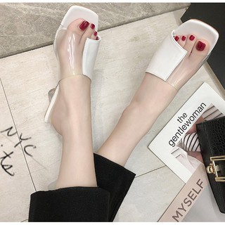 🌺Dép Cao Gót Đế Trong Suốt A126 /Dép Cao Gót Quai TRong / Giày Cao Gót Đế Vuông