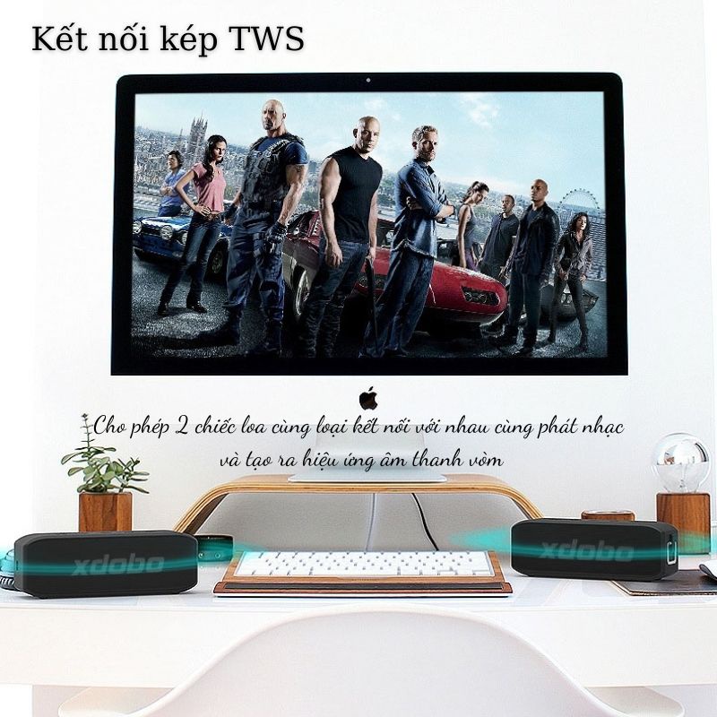 Loa TWS kết nối bluetooth bass trầm chống nước pin trâu chính hãng XDOBO x7