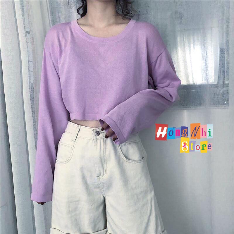 Áo Croptop Trơn Tay Dài Dáng Rộng Long Tee Ulzzang - MM