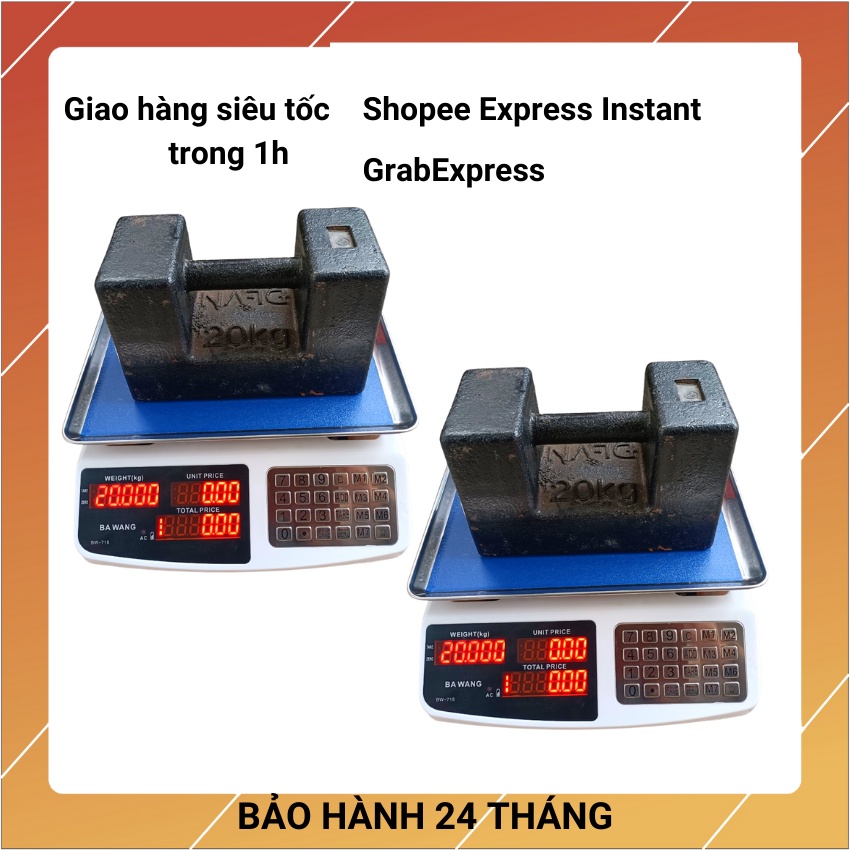 [ BH 24T] Cân điện tử tính tiền chống nước BAWANG-(30kg/0,5) được làm bằng inox không gỉ dùng cho cân hải sản,tôm,cua,cá