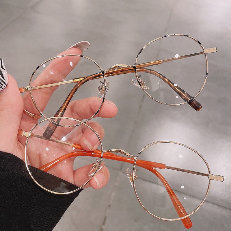 Kính Mát Gọng Tròn Bằng Kim Loại Chống Ánh Sáng Xanh Thời Trang Phong Cách Hàn Quốc