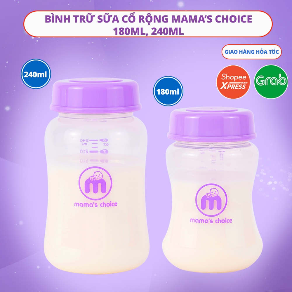 Bình Trữ Sữa Cổ Rộng Mama s Choice 180ml 240ml
