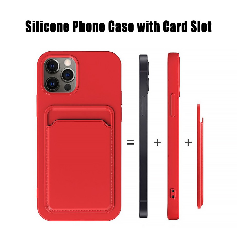Ốp Điện Thoại Silicone Mềm Chống Sốc Có Ngăn Đựng Thẻ Cho iPhone 14 13 12 11 Pro Max X XR XS Max