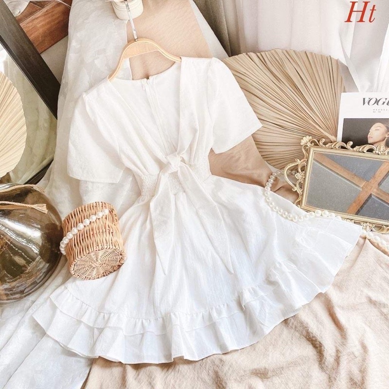 Váy xoè buộc nơ lưng H2V688