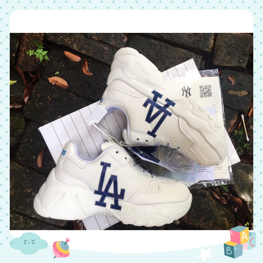 Giày độn đế MLB LA trắng chữ xanh. Giày thể thao sneaker nam nữ hot trend tăng chiều cao Full Box Bill