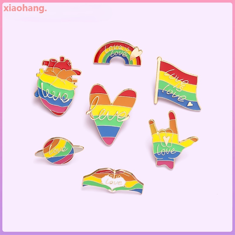 Ghim Cài Áo Kim Loại Tráng Men Hình Cầu Vồng Biểu Tượng Lgbt