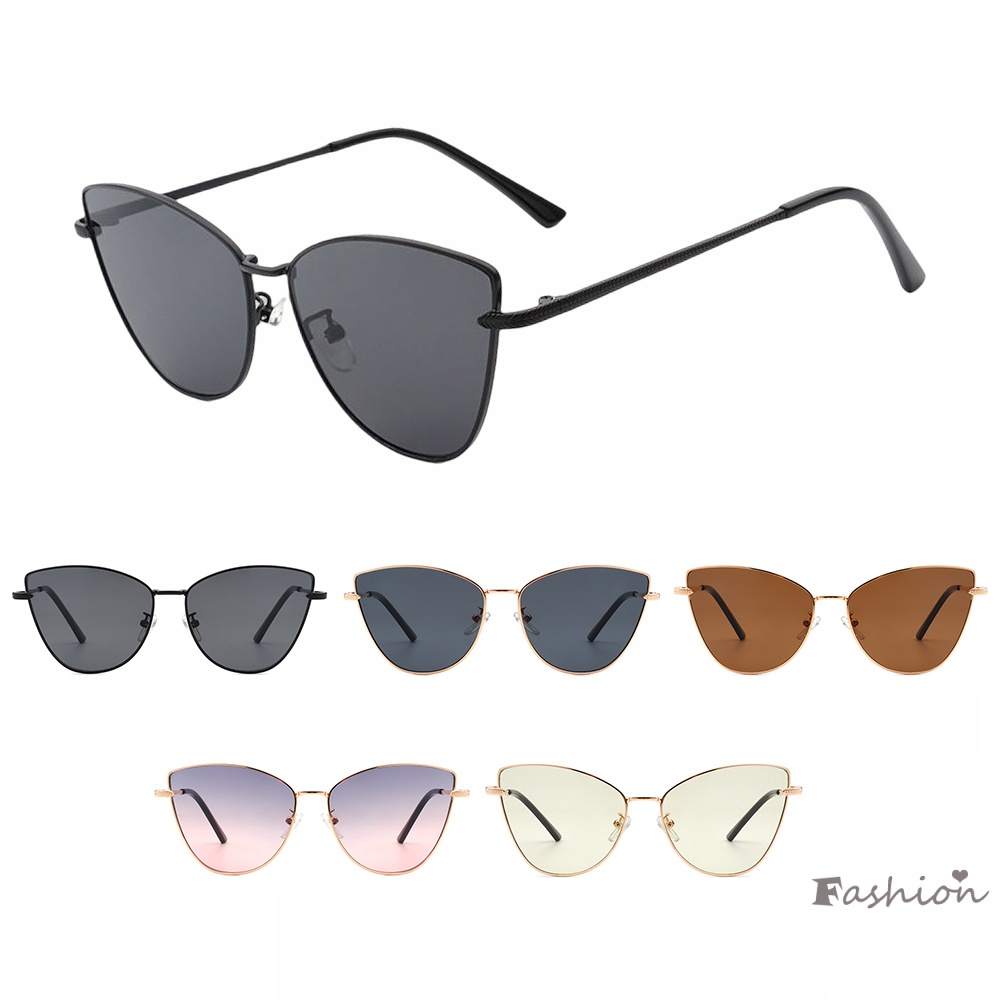 Kính Mát Mắt Mèo Gọng Kim Loại Mỏng Nhẹ Bảo Vệ Chống Nắng Ngoài Trời Thời Thượng Cho Nữ