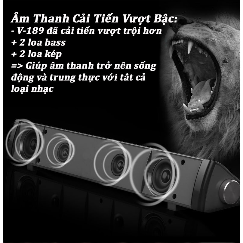 Loa Nghe Nhạc Loa Thanh Soundbar Gaming Để Bàn SADA V-105 Hỗ Trợ Bluetooth, AUX Dùng Cho Máy Vi Tính Pc, Laptop, Tivi