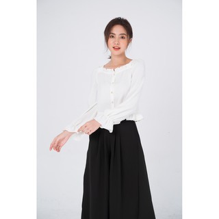 De Leah - Áo Cổ Vuông Kẹp Bèo - Thời trang thiết kế