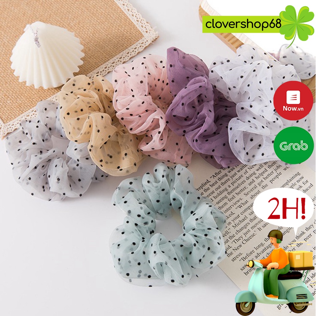 Dây Buộc Tóc Scrunchies Voan Chấm Bi HOT HIT 2020