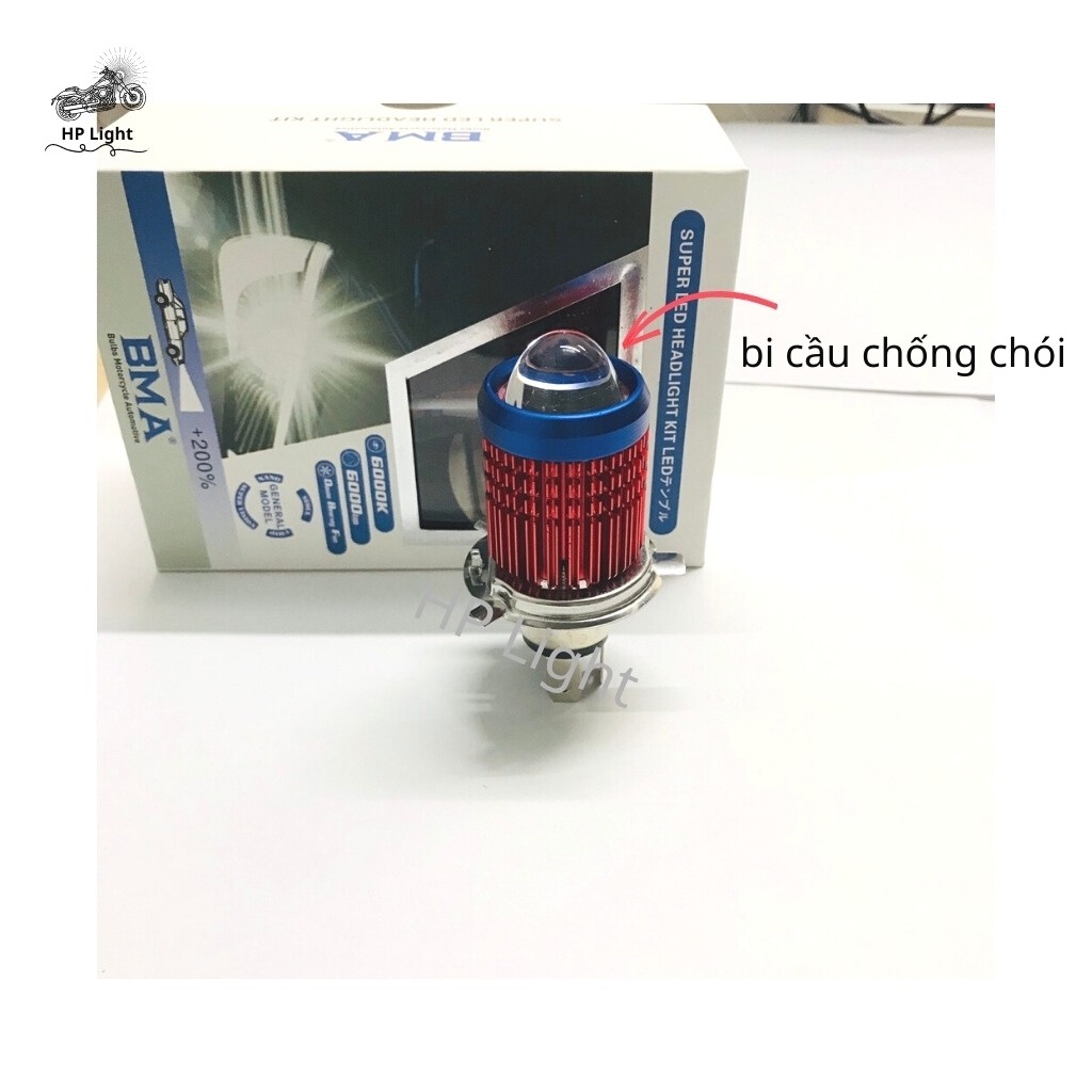 Đèn Pha Led Xe Máy Bi Cầu 2 Màu Cos Vàng Pha Trắng H4 Siêu Sáng Chính Hãng BMA HPLight V6