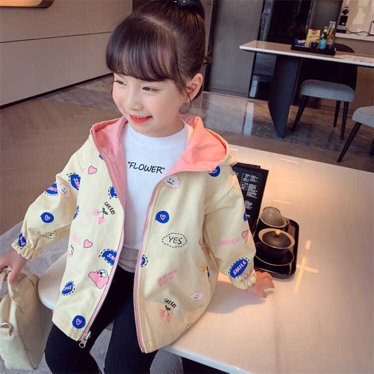 Áo khoác mặc được 2 mặt cho bé gái từ 1-9 tuổi ( 8-37 kg)