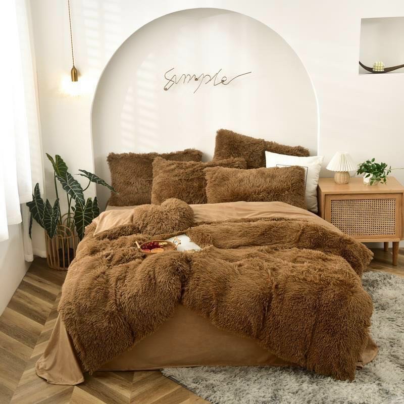 Trọn bộ Chăn Ga Gối Nhung Nỉ Lông Dài (TẶNG GỐI TIM ,TÚI SÁCH) hàng nhập khẩu giá rẻ (MIỄN PHÍ BO CHUN)