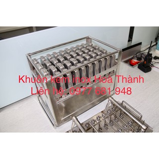 Khuôn làm kem que inox, khuôn kem que chất liệu inox 304, khuôn kem 40 que 75ml