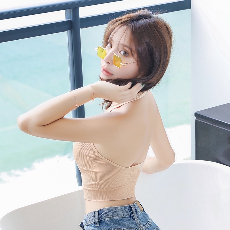 Áo Bra Thun Tăm Hở Lưng Cổ Yếm Có Đệm Ngực V100