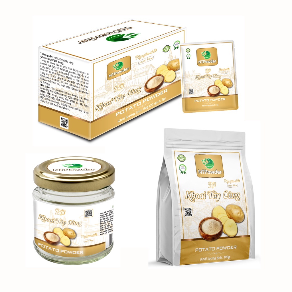Bột Khoai Tây Vàng sấy lạnh nguyên chất NTPowder 100gr / 60gr - Nhất Tín Food