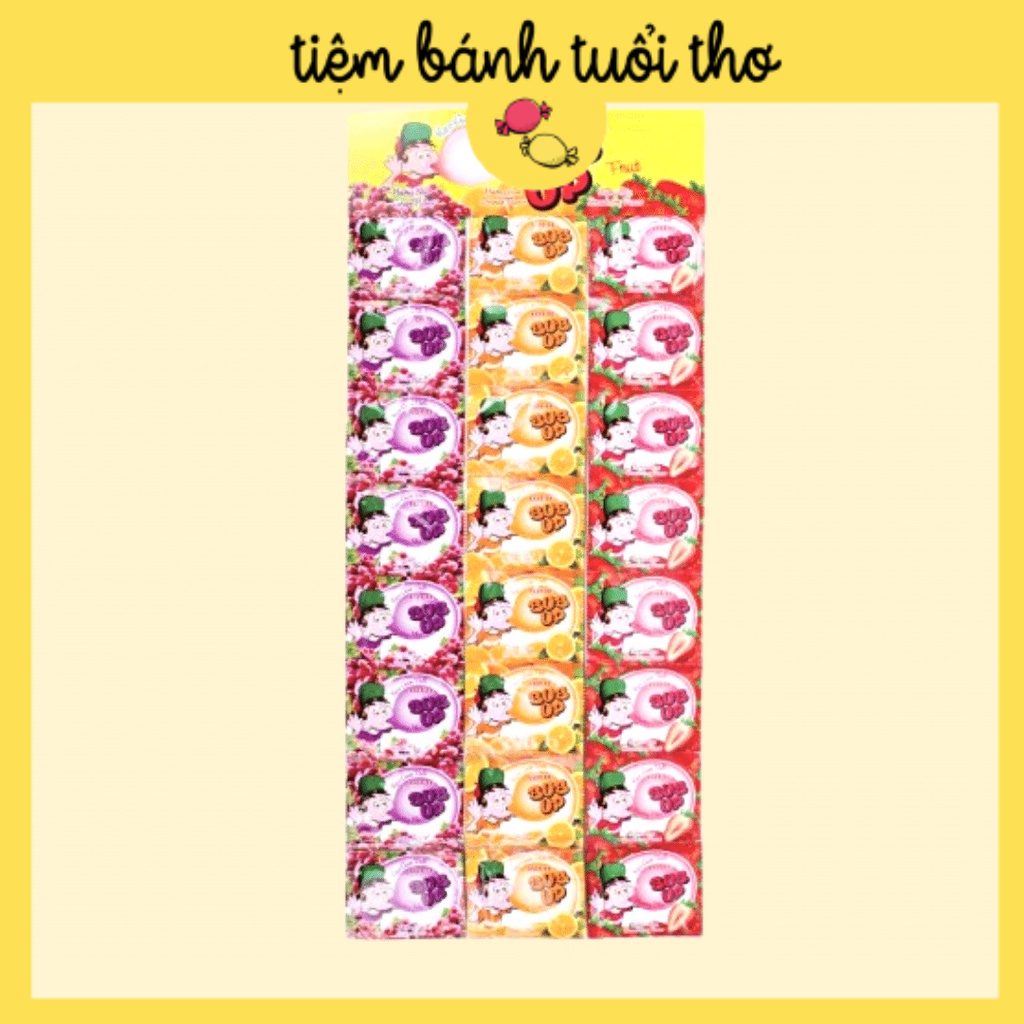 Combo Dây Kẹo Sing Gum Lotte Bup Up (8 tép) 3 vị Dâu Cam Nho Ăn Vặt Tuổi Thơ