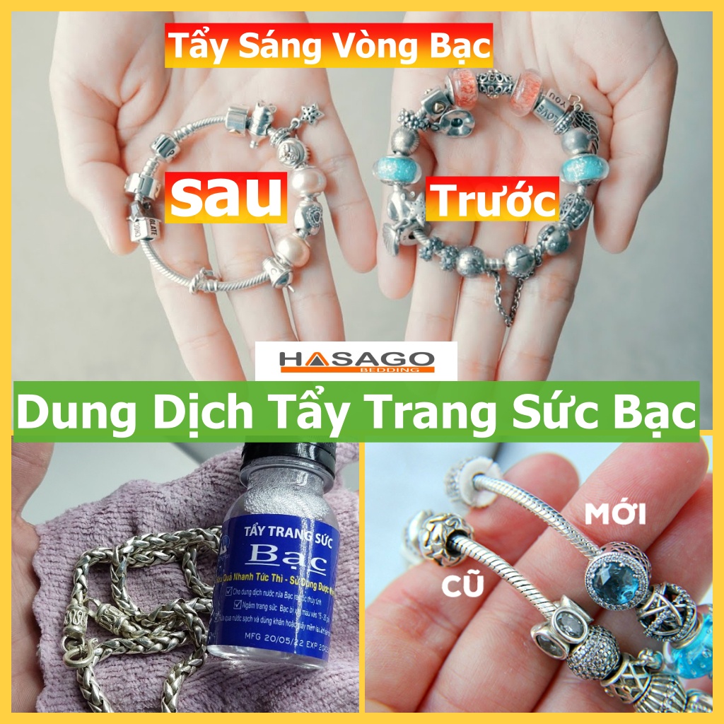 Dung Dịch Nước Tẩy Trang Sức Bạc Tẩy Vòng Lắc Đeo Tay Đồ Bằng Bạc....