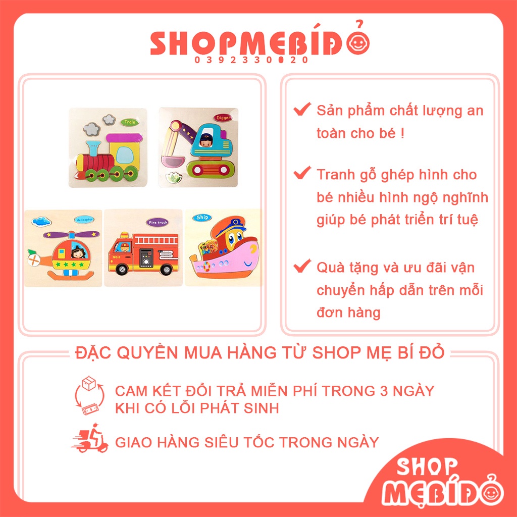 Tranh Gỗ Ghép Hình Cho Bé Nhiều Hình Ngộ Nghĩnh Giúp Bé Phát Triển Trí Tuệ Shop Mẹ Bí Đỏ PK77