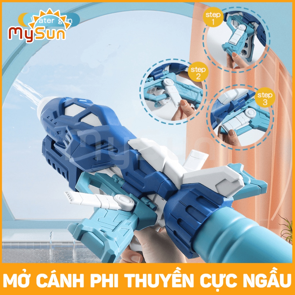Súng nhựa bắn nước xịn đồ chơi trẻ em, phun áp lực cao cho bé cỡ lớn 50cm MySun