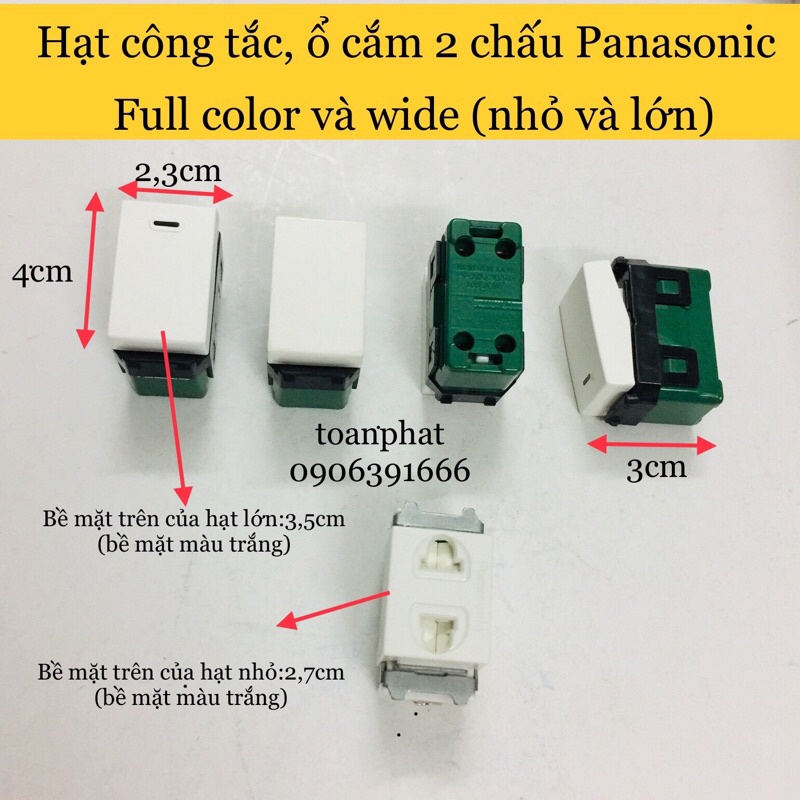 Hạt công tắc,ổ cắm 2 chấu lớn và nhỏ Panasonic