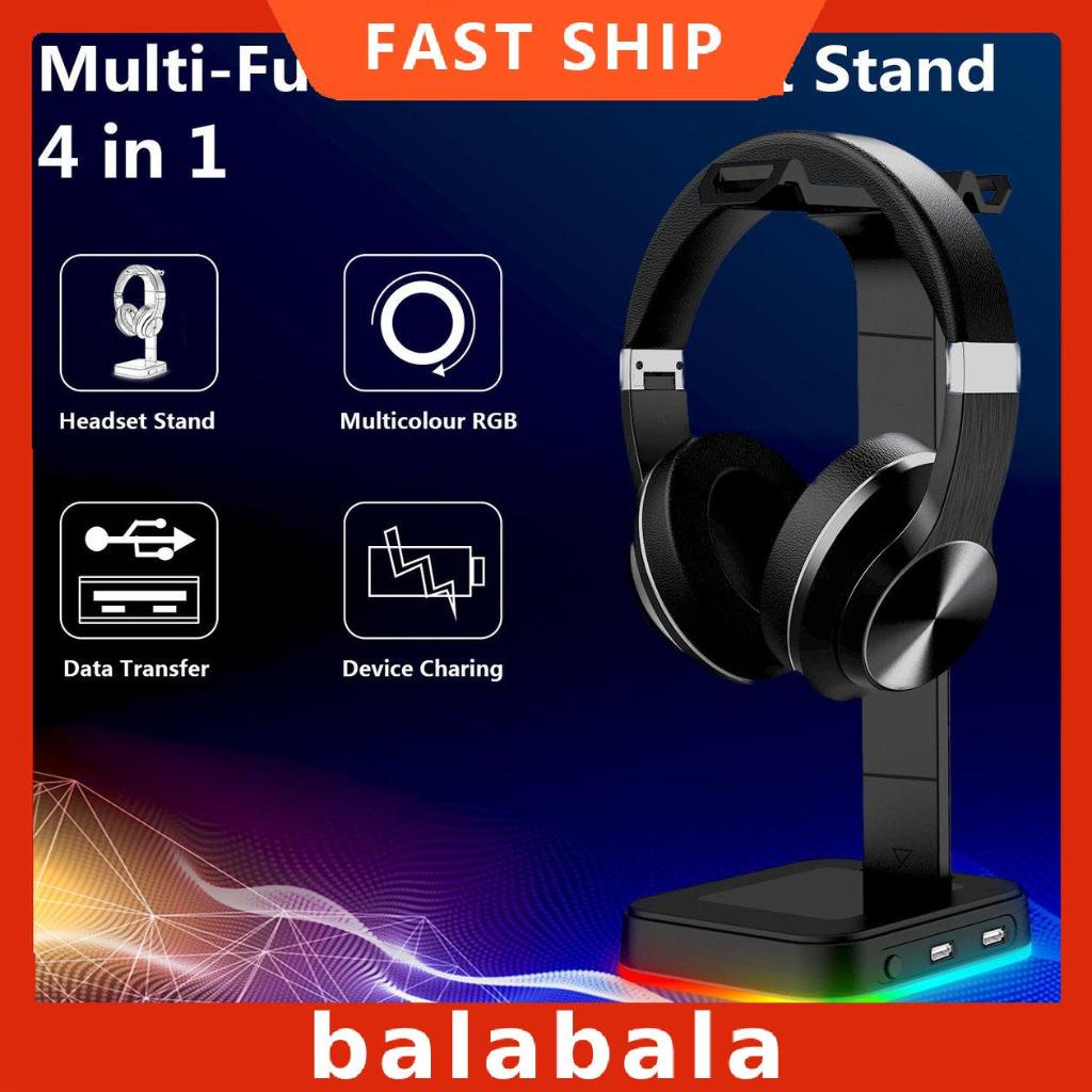 [BL]RGB Headphone Stand With 2 USB Ports Desk Gaming Headset Holder Hanger Rack