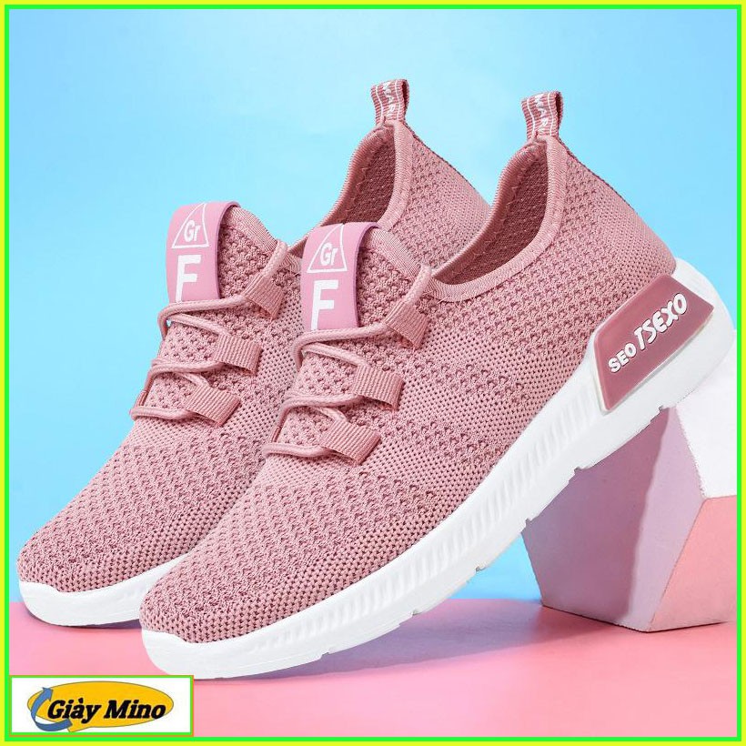 Giày Sneaker Nam Nữ Màu Hồng Phấn Shop Mino Siêu Thoáng Khí, Êm Chân