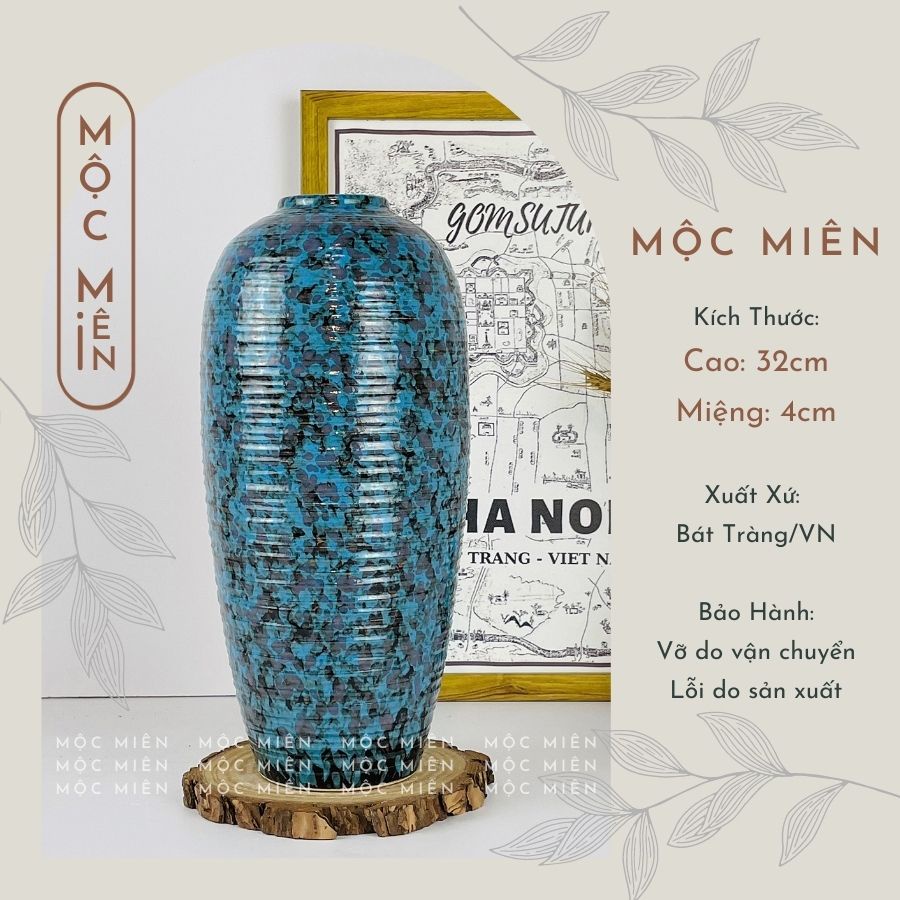 Bình hoa gốm lọ hoa dáng B0M cắm đào tết, sen, tuyểt mai decor tranh trí, Mộc Miên gommocmien, gốm sứ bát tràng