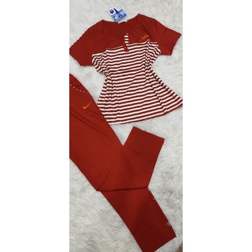 Bộ Khánh Hà ,Quỳnh Anh  áo tay ngắn borip xịn quần dài thun cotton mịn phối sọc