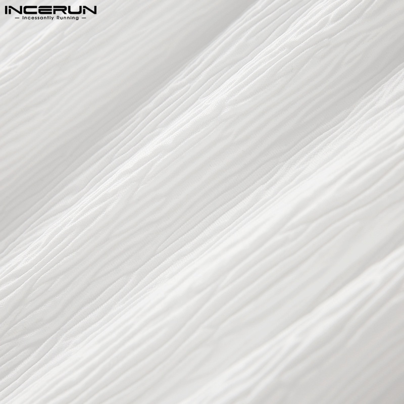 Quần dài ống rộng lưng thun INCERUN họa tiết kẻ sọc thời trang cho nam