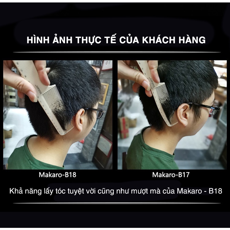 Lược nhiệt cắt tóc Makaro B18 chuyên nghiệp, hớt tóc nam nữ salon barber, loại bản to chia vạch, Giadungpbm