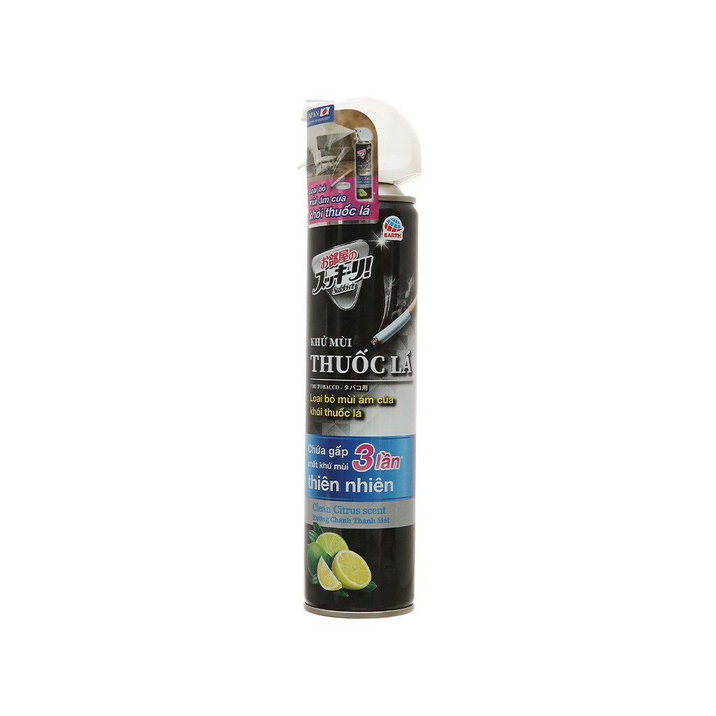 Bình xịt khử mùi thuốc lá Earth Sukkiri hương chanh 320ml