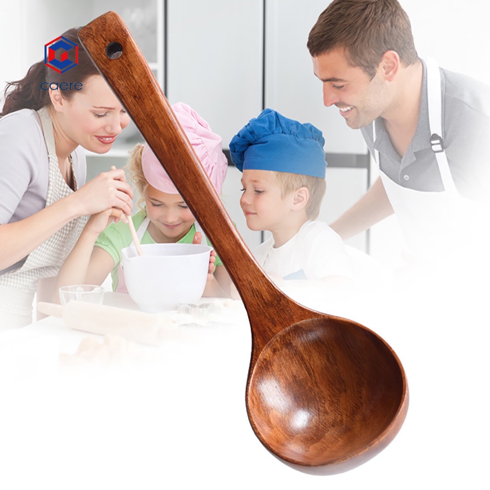 Muỗng múc canh bằng gỗ tay cầm dài tiện dụng dùng trong nhà bếp