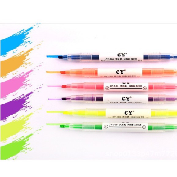 Bút highlight dạ quang pastel 2 đầu nhiều màu tiên dụng set 3 và set 6 bút BMBooks