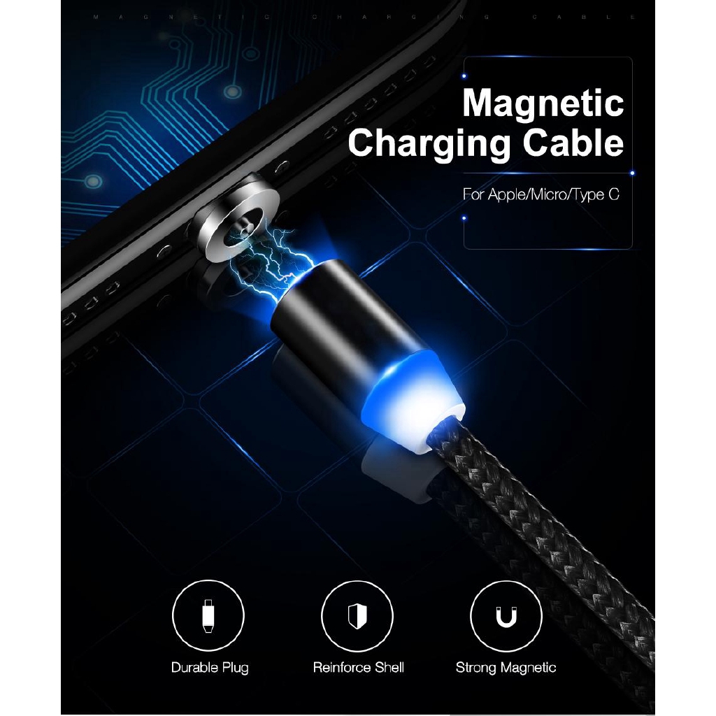 Cáp Sạc Nam Châm USB/Type C/iPhone Và Android Dài 1m