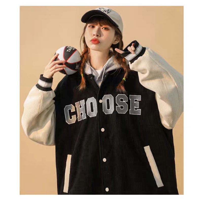 Áo Khoác Bomber Chất Nhung Tăm 2 Lớp Thêu Chữ CHOOSE M510 Lolla_Fashion