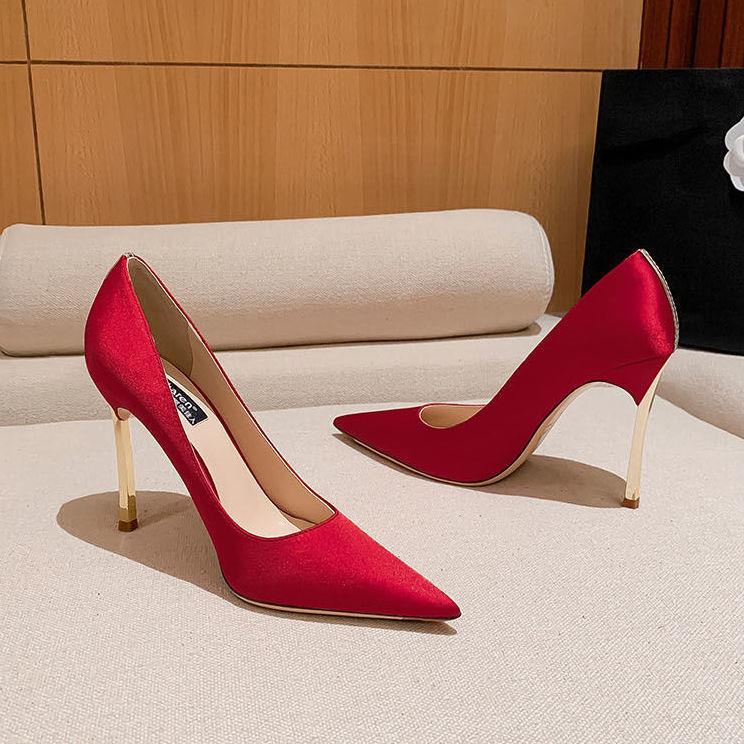 Giày Cao Gót Mũi Nhọn Phong Cách Pháp Thời Trang Mùa Xuân Quyến Rũ Cho Nữ