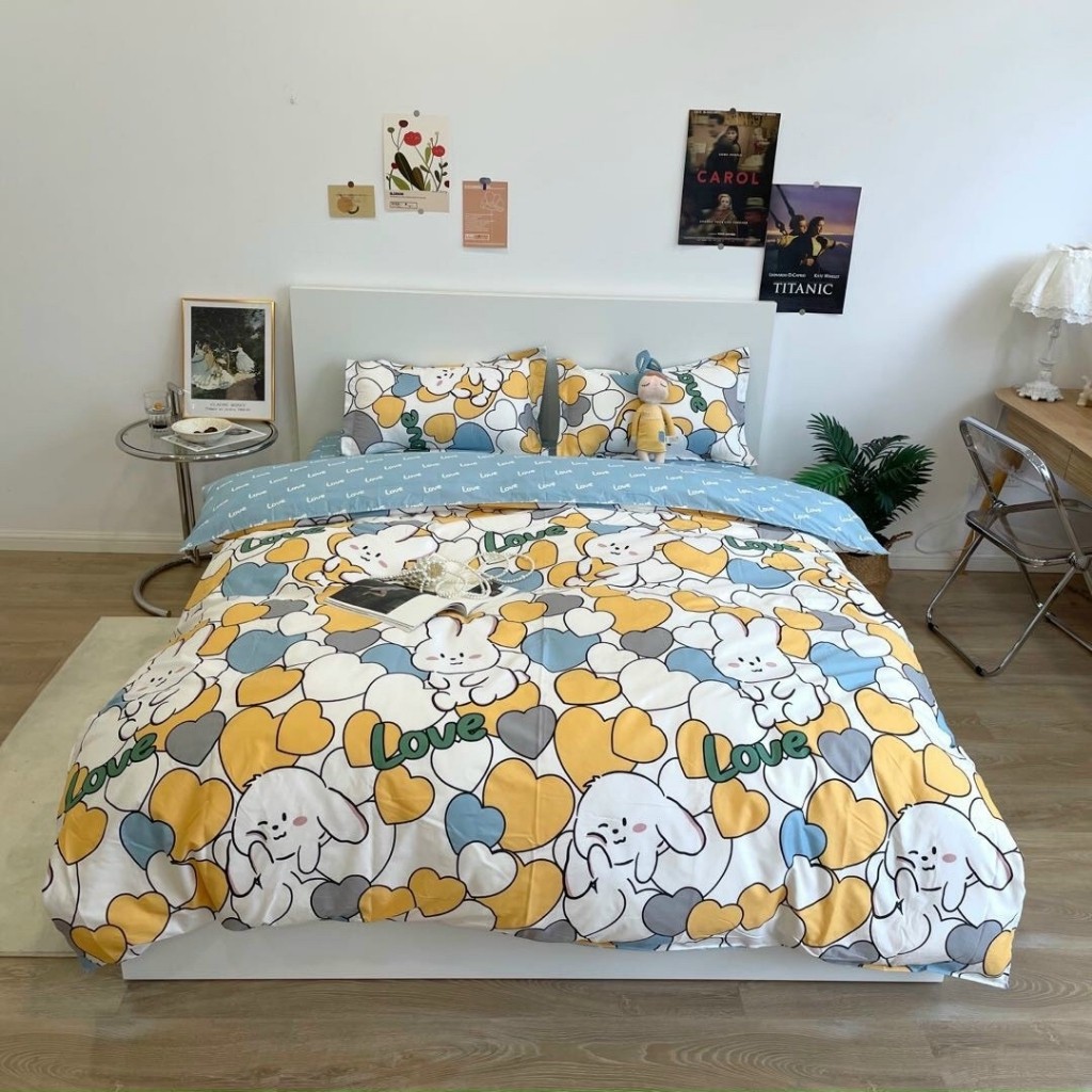 Bộ chăn ga gối Cotton poly The One Bedding đáng yêu chăn ga Hàn Quốc-MIễn phí bo chun