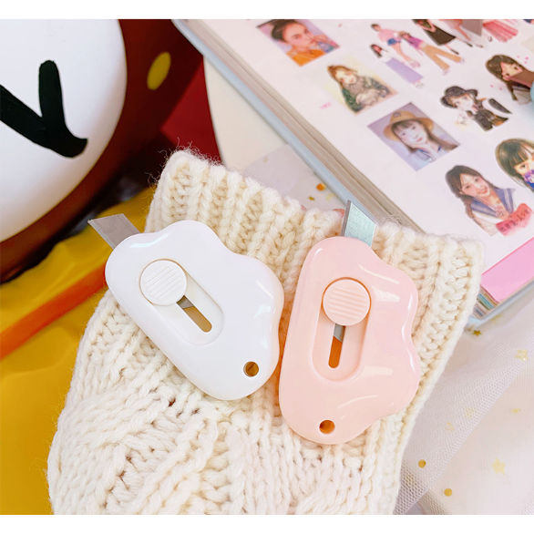 Dao Cắt Giấy mini Di Động Hình Đám Mây Đơn Giản Thời Trang Ngọt Ngào Và Ngọt Ngào Có Thể Thu Gọn Kèm Hộp Đựng Dao Mở