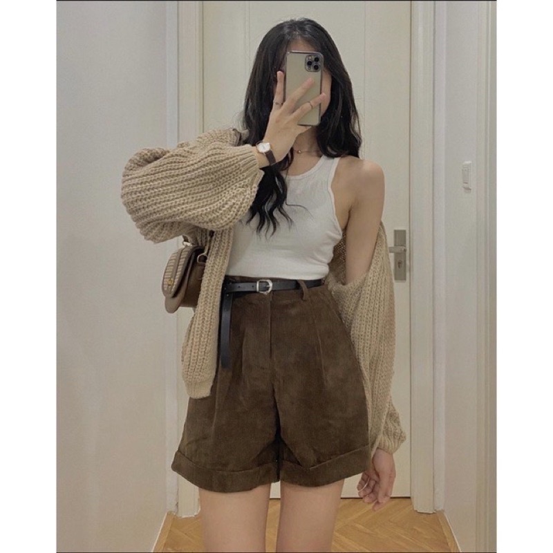 Quần sooc nhung tăm hàng quảng châu