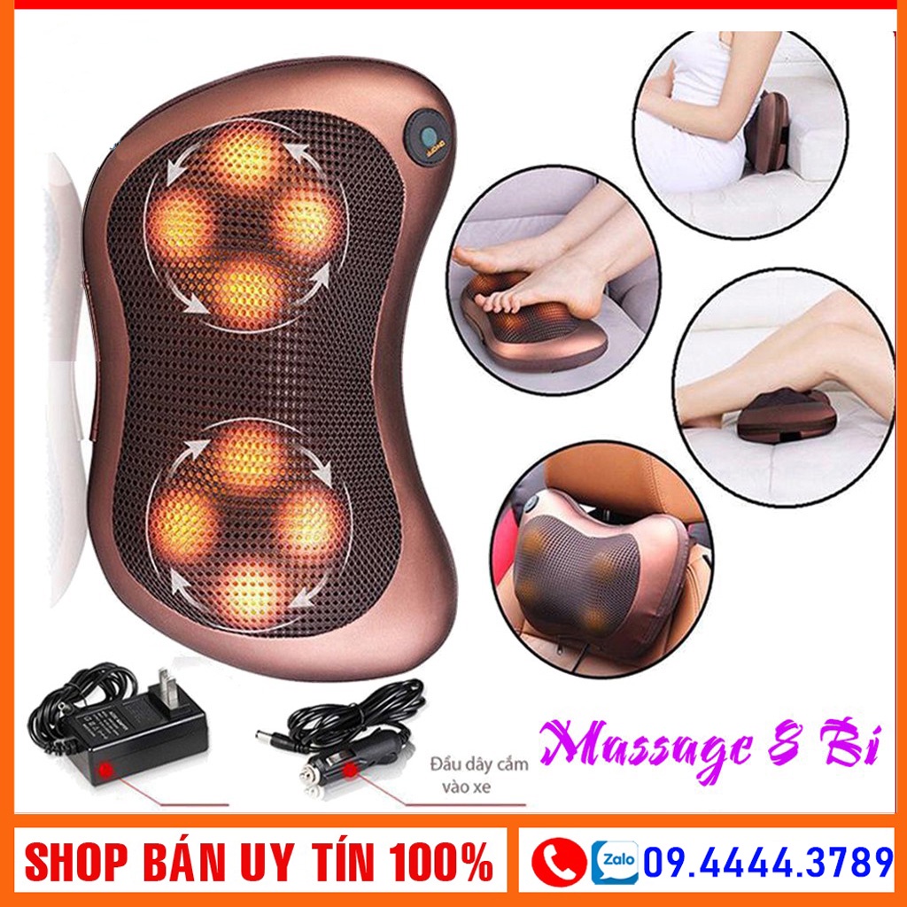 [Siêu Sale] Máy Massage Toàn Thân Dạng Gối Loại 8 Bi, Gối Massage 2 Chiều 3 Cấp Độ Có Hồng Ngoại. [Gia Dụng Mark]