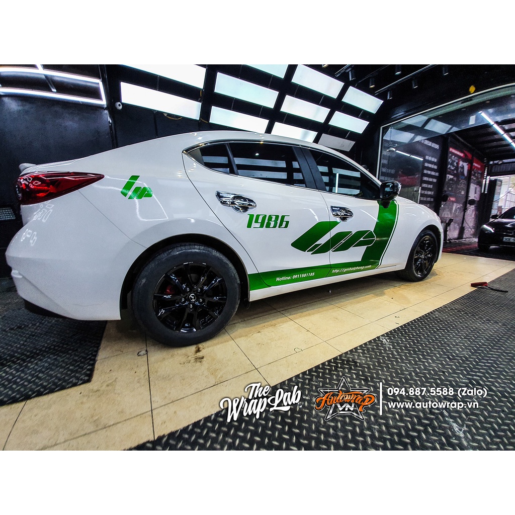Tem họa tiết xe Mazda 3 LIP 1986 - Tem họa tiết ô tô Mazda, tem dán sườn xe thể thao