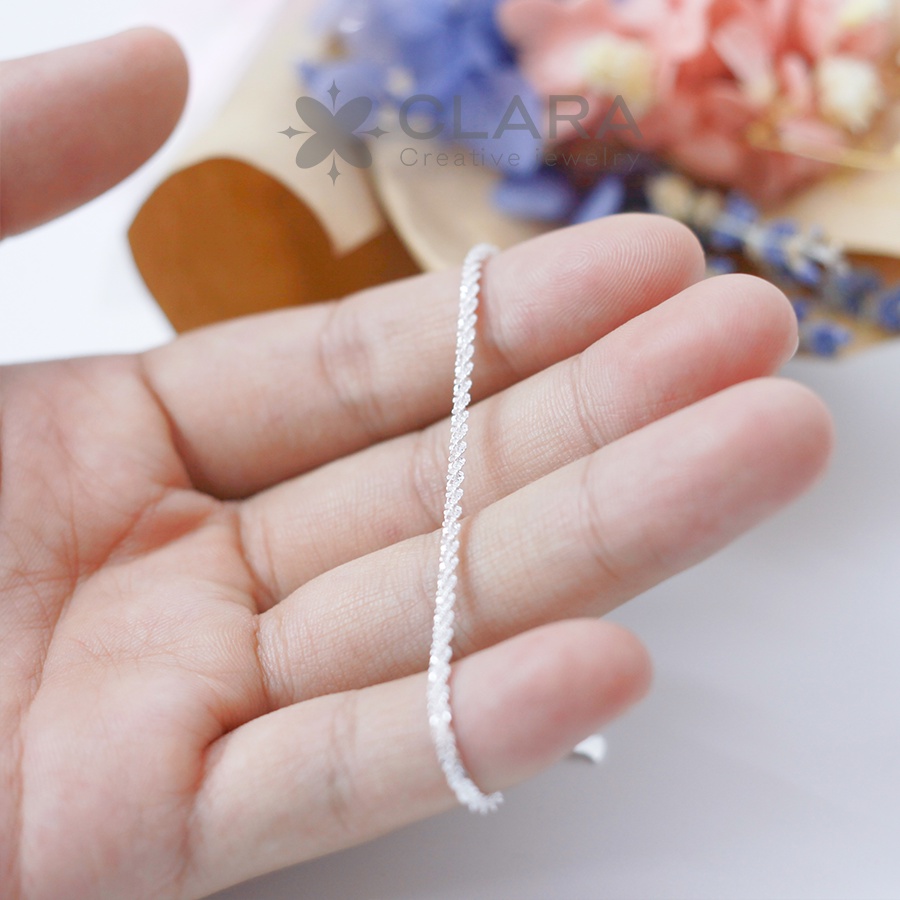 Vòng tay bạc nữ dây xù Clara lắc tay sáng lấp lánh 925 đơn giản sáng lấp lánh