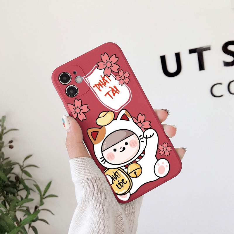 Ốp lưng iphone vuông mèo bò năm mới 5s/6/6plus/6s/6splus/7/7plus/8/8plus/x/xr/xs/11/12/pro/max/plus/promax - Awifi M3-2 | BigBuy360 - bigbuy360.vn
