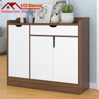 [ Có sẵn ] Tủ giày 4 tầng A1676-A (100*30*80cm), Gỗ MDF phủ melamin chống thấm (Màu nâu)